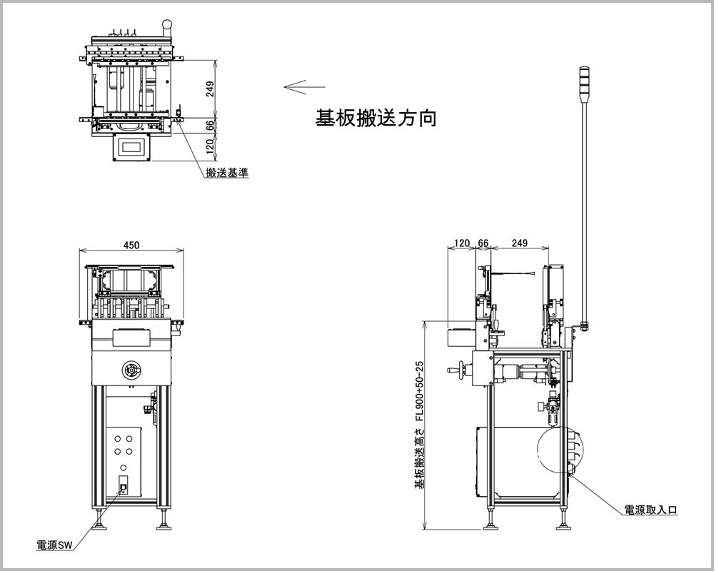 突き上げ式基板収納装置 外観図